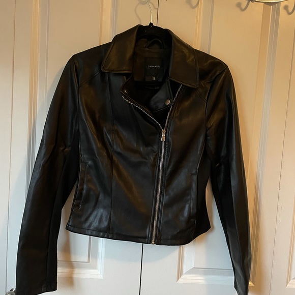 Asymetrical Zip Leather Jacket - Picture 3 of 5
